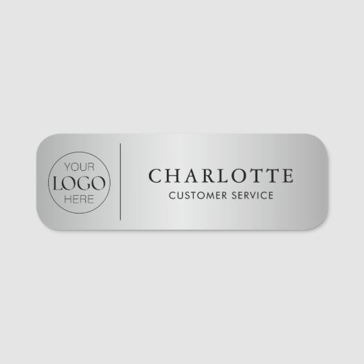 メタリックシルバーカスタムロゴ事務所の従業員スタッフ 名札 (正面)