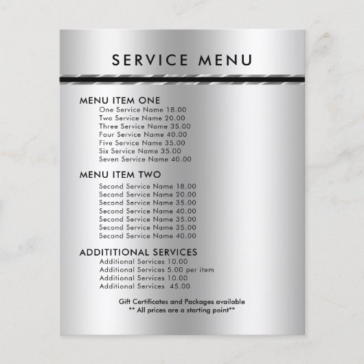 メタリックシルバーグレーとブラックストライプの チラシ (正面)