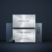 メタリックシルバーグレーの背景とブルー縁ど 名刺