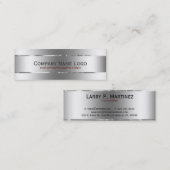 メタリックシルバーグレーステンレス鋼の外観 スキニー名刺 (正面/裏面)