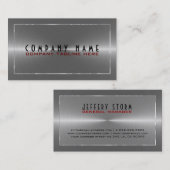 メタリックシルバーグレーステンレス鋼の外観 名刺 (正面/裏面)