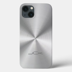 メタリックシルバーグレーステンレス鋼の外観 iPhone 13ケース