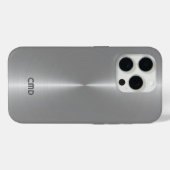 メタリックシルバーグレーテクスチャステンレススチールルルック Case-Mate iPhoneケース (裏面 (横))