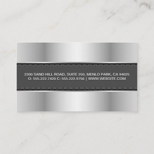 メタリックシルバーグレーバナー 名刺 (裏面)