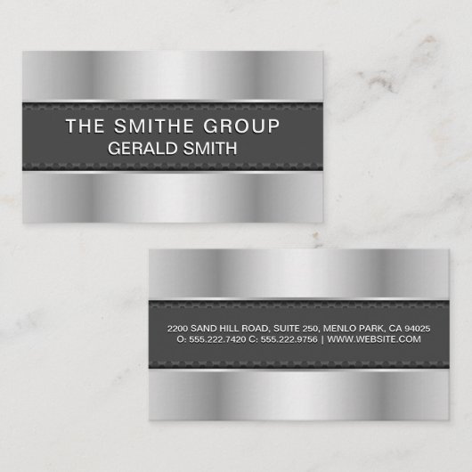 メタリックシルバーグレーバナー 名刺 (正面/裏面)