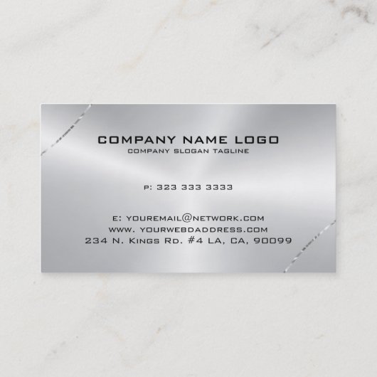 メタリックシルバーシャイニーストロークアクセントのイメージ 名刺 (裏面)