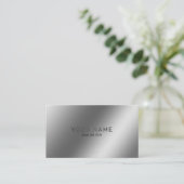 メタリックシルバーシャイニーミニマリストソーシャルメディアのアイコン 名刺 (スタンド正面)