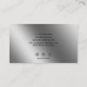 メタリックシルバーシャイニーミニマリストソーシャルメディアのアイコン 名刺 (裏面)