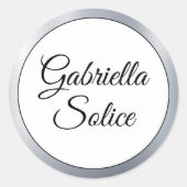 メタリックシルバーシャインカスタムモノグラムステッカー ラウンドシール (正面)