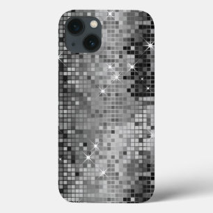 メタリックシルバーシークインズルックディスコ鏡きらきら光る iPhone 13ケース