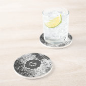 メタリックシルバーシークンズルックディスコ鏡 – モノグラム コースター (側面)