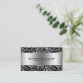 メタリックシルバーステンレス鋼とフローラダンパー 名刺 (スタンド正面)