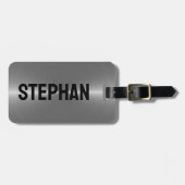 メタリックシルバーテクスチャステンレススチールルルルックラグ ラゲッジタグ (正面横)