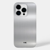 メタリックシルバーテクスチャステンレススティールルルック Case-Mate iPhoneケース (裏面)