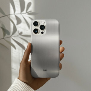 メタリックシルバーテクスチャ ステンレス鋼の外観 iPhone 14 PROケース
