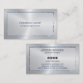 メタリックシルバーテクスブルー縁ど 名刺 (正面/裏面)