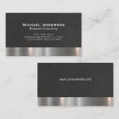 メタリックシルバートリムブラックウォールテクスチャ 名刺 (正面/裏面)
