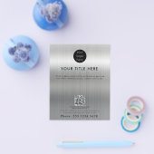 メタリックシルバービジネスロゴQRコードプロモーション チラシ (シングル)