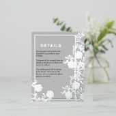 メタリックシルバーフローラエレガンス結婚ズ詳細 箔招待状ポストカード (立ち正面)