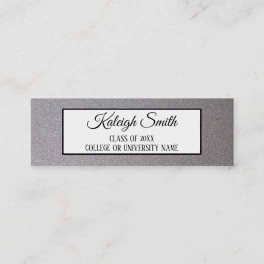 メタリックシルバーホワイト卒業インサート名札 コーリングカード (正面)