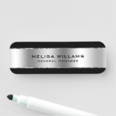 メタリックシルバールックアンドブラック 名札 (インサイチュ)