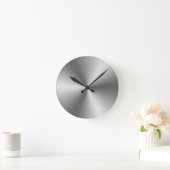 メタリックシルバールックグレー ラウンド壁時計 (ホーム)