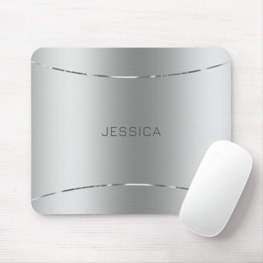 メタリックシルバールックバックグラウンドモノグラーム マウスパッド (マウス)