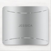 メタリックシルバールックバックグラウンドモノグラーム マウスパッド (正面)