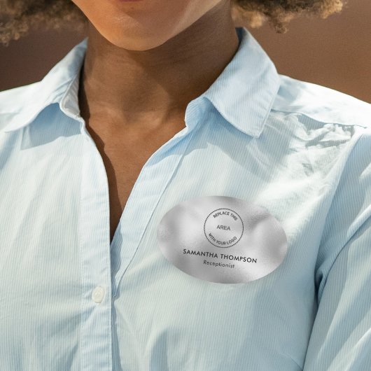 メタリックシルバーロゴホテルスタッフ名役職 名札