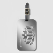 メタリックシルバーロータスフラワーラゲッジタグ ラゲッジタグ (正面縦)