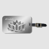 メタリックシルバーロータスフラワーラゲッジタグ ラゲッジタグ (正面横)