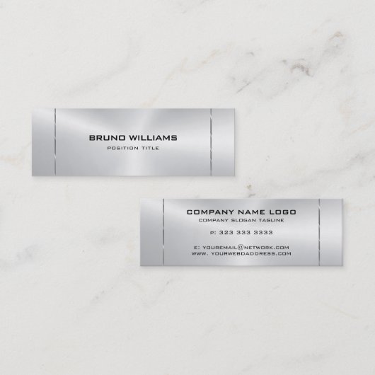 メタリックシルバー光沢のあるストロークアクセントのイメージ2 スキニー名刺 (正面/裏面)