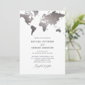 メタリックシルバー結婚ワールド地図の旅行 (スタンド正面)