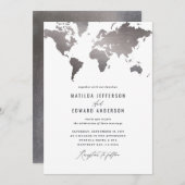 メタリックシルバー結婚ワールド地図の旅行 (正面/裏面)