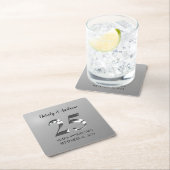 メタリックシルバー結婚25周年 スクエアペーパーコースター (インサイチュ)