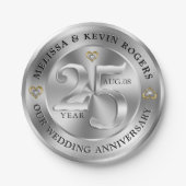 メタリックシルバー結婚25周年 ペーパープレート (正面)