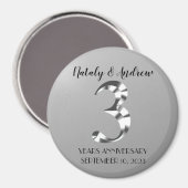 メタリックシルバー結婚3周年記念 マグネット (正面/裏面)