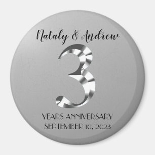 メタリックシルバー結婚3周年記念 マグネット