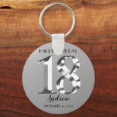 メタリックシルバー18歳の誕生日 キーホルダー (正面)