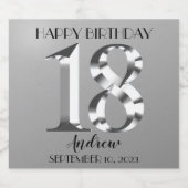 メタリックシルバー18歳の誕生日 スパークリングワインラベル (シングルラベル)
