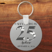 メタリックシルバー25歳の誕生日 キーホルダー (正面)