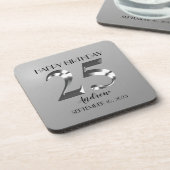 メタリックシルバー25歳の誕生日 コースター (左側)