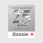 メタリックシルバー25歳の誕生日 シール (シート)
