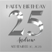 メタリックシルバー25歳の誕生日 シール (正面)