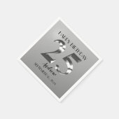 メタリックシルバー25歳の誕生日 スタンダードカクテルナプキン (角)