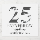 メタリックシルバー25歳の誕生日 スパークリングワインラベル (シングルラベル)
