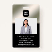 メタリックシルバー&ブラック実在エステート不動産仲介業者名 バッジ (正面)