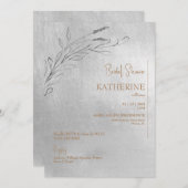 メタリックシルバー&金ゴールドブライダルシャワー 招待状 (正面/裏面)