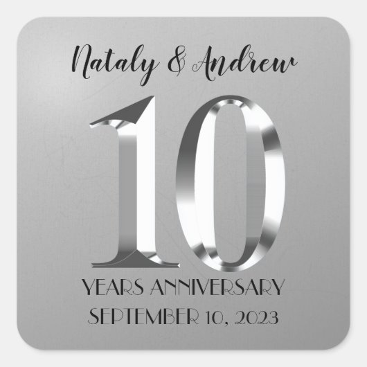 メタリックシルバー 10周年記念 スクエアシール (正面)
