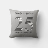 メタリックシルバー 25周年 結婚記念日 クッション (正面)
